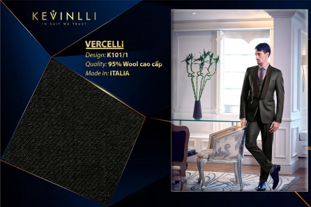 K101/1 Vercelli CVM - Vải Suit 95% Wool - Đen Trơn